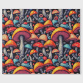 Groovy Mushroom Retro Wrapping Paper Cadeaupapier (Vlak)