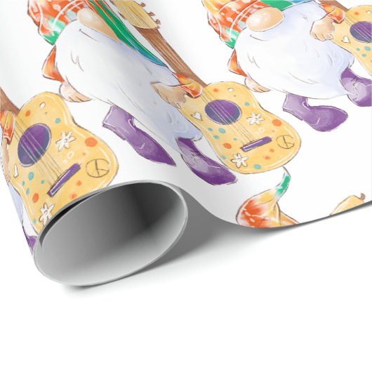 Groovy Musical Gnome Matte Wrapping Paper Cadeaupapier (Rol Hoek)