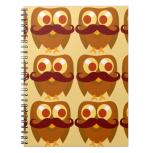 Groovy Mustache Owls Notitieboek