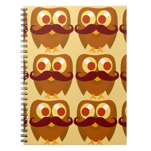 Groovy Mustache Owls Notitieboek (Voorkant)