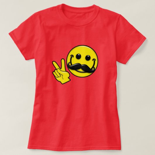 Groovy Mustache Peace T-shirt (Design voorkant)