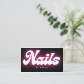 Groovy Nails Neon Pink Visitekaartje (Staand voorkant)