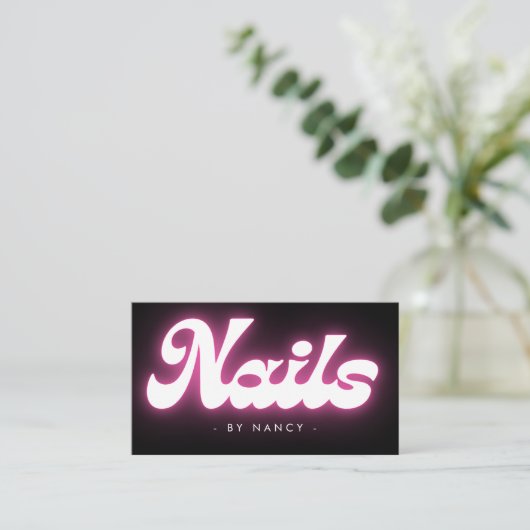 Groovy Nails Neon Pink Visitekaartje (Staand voorkant)