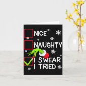 Groovy Naughty I Swear I Tried Christmas Xmas Men Kaart (Gele Bloem)