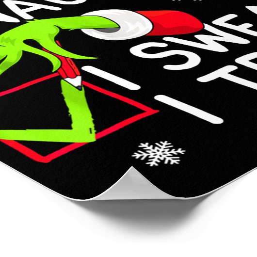 Groovy Naughty I Swear I Tried Christmas Xmas Men  Poster (Hoek)