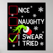 Groovy Naughty I Swear I Tried Christmas Xmas Men  Poster (Voorkant)
