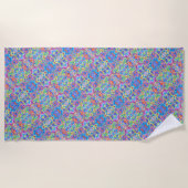 Groovy Neon Blue, Lime, Purple & Orange Swirl Strandlaken (Voorkant)