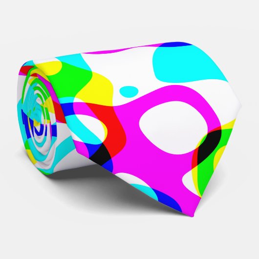 Groovy Neon Fluorescent Hippie Liquid Swirls Stropdas (Opgerold)