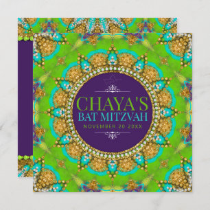 Groovy Neon Glamor Bat Mitzvah Kaart