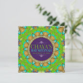 Groovy Neon Glamour Bar Mitzwa Kaart (Staand voorkant)