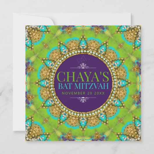 Groovy Neon Glamour Bar Mitzwa Kaart (Voorkant)