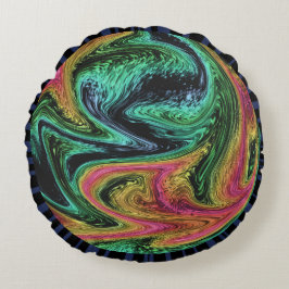 Groovy Neon Marble Rond Kussen