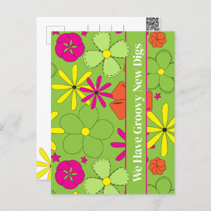 Groovy New Digs Address Moving Announcement Briefkaart