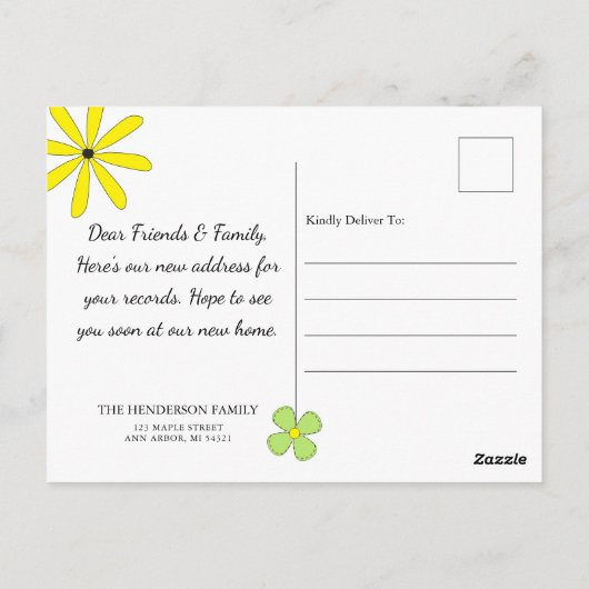 Groovy New Digs Address Moving Announcement Briefkaart (Achterkant)