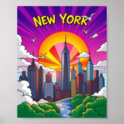 Groovy New York City (Pop art) Poster (Voorkant)