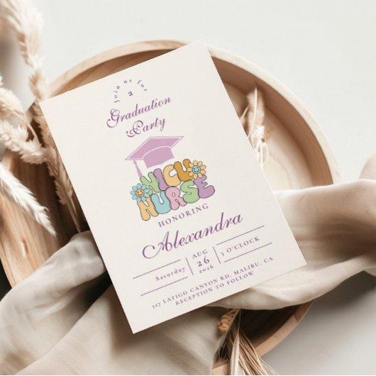 Groovy NICU Nurse Graduation Party Kaart