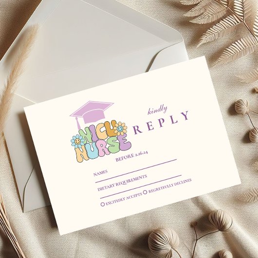 Groovy NICU Nurse Graduation Party RSVP Kaartje