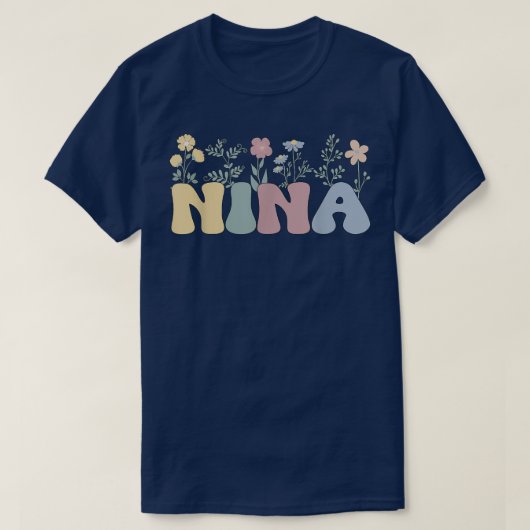 Groovy Nina Grandmoeder Flowers Nina Grandma T-shirt (Design voorkant)
