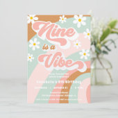 Groovy Nine is een Vibe retro pastel 9e verjaardag Kaart (Staand voorkant)