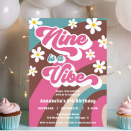 Groovy Nine is een Vibe roze blauwgroen meisje 9e Kaart