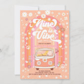 Groovy Nine vibe van bus negende verjaardag Kaart (Voorkant)