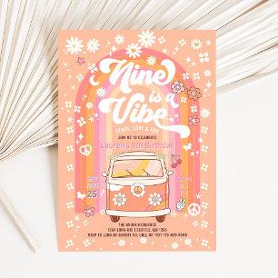 Groovy Nine vibe van bus negende verjaardag Kaart