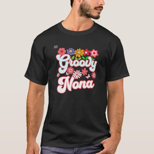 Groovy Nona Floral Hippie Retro Daisy Bloemmoeder T-shirt (Voorkant)