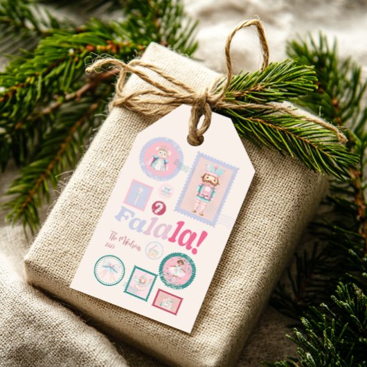 Groovy Notenkraker Retro Pastel Kerstmis Cadeaulabel