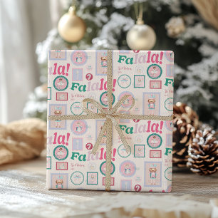Groovy Notenkraker Retro Pastel Kerstmis Cadeaupapier