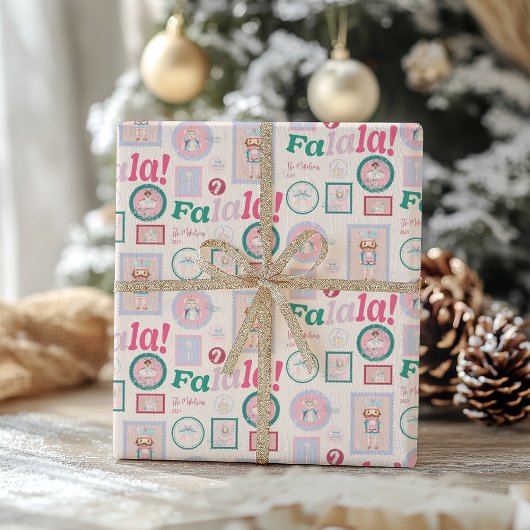 Groovy Notenkraker Retro Pastel Kerstmis Cadeaupapier