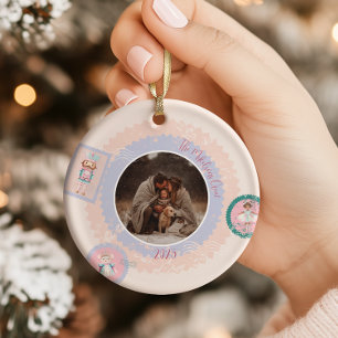 Groovy Notenkraker Retro Pastel Kerstmis Keramisch Ornament