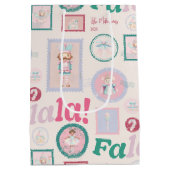Groovy Notenkraker Retro Pastel Kerstmis Medium Cadeauzakje (Achterkant)