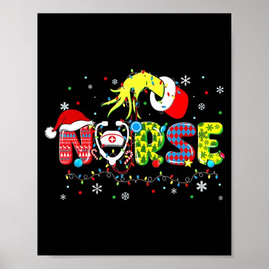Groovy Nurse Christmas Xmas Santa Rn Cna Icu Scurb Poster (Voorkant)