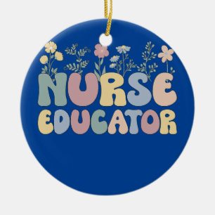 Groovy Nurse Educator Flowers Verpleegkundige Onde Keramisch Ornament