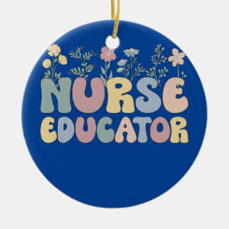 Groovy Nurse Educator Flowers Verpleegkundige Onde Keramisch Ornament