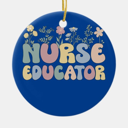 Groovy Nurse Educator Flowers Verpleegkundige Onde Keramisch Ornament (Voorkant)