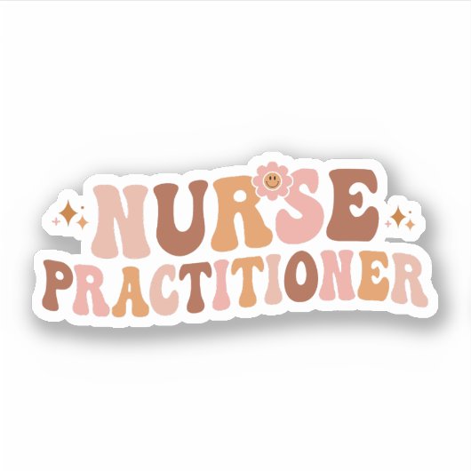 Groovy Nurse Practitioner, NP Nurse Waardering Sticker (Voorkant)