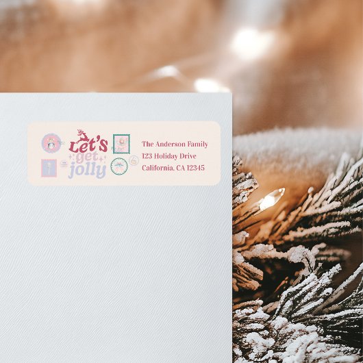 Groovy Nutcracker Retro Pastel Christmas Etiket