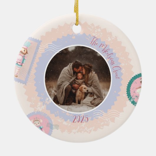 Groovy Nutcracker Retro Pastel Christmas Keramisch Ornament (Achterkant)