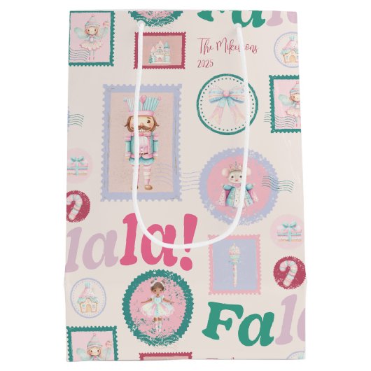 Groovy Nutcracker Retro Pastel Christmas Medium Cadeauzakje (Achterkant)