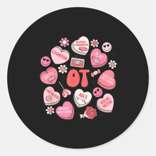Groovy Occupational Therapy Valentine Ot Conversat Ronde Sticker (Voorkant)