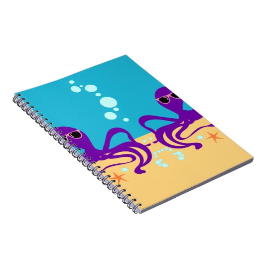 Groovy Octopus Fun Cartoon Pattern Art Notitieboek (Rechterzijde)