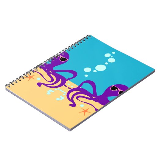 Groovy Octopus Fun Cartoon Pattern Art Notitieboek (Linkerzijde)