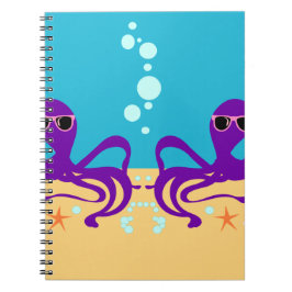 Groovy Octopus Fun Cartoon Pattern Art Notitieboek