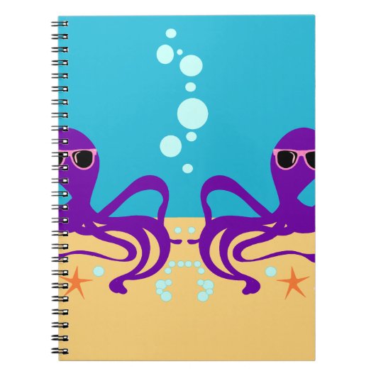 Groovy Octopus Fun Cartoon Pattern Art Notitieboek (Voorkant)