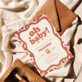 Groovy Oh Baby Shower | Retro 70s Terracotta  Kaart