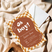 Groovy "Oh Boy!" Baby Shower Invitation Kaart