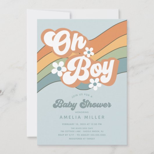 Groovy Oh Boy Baby shower Kaart