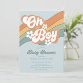 Groovy Oh Boy Baby shower Kaart (Staand voorkant)