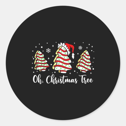 Groovy Oh Christmas Tree Cakes Debbie Becky Jen Ca Ronde Sticker (Voorkant)